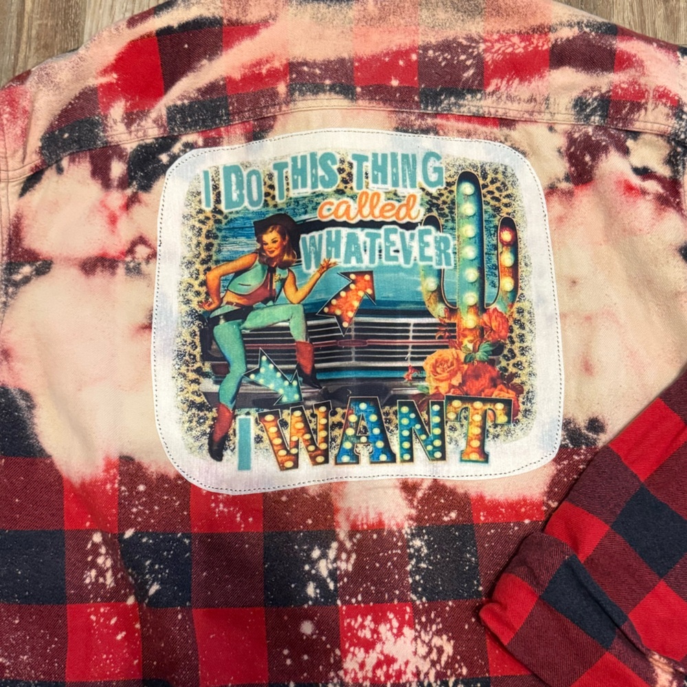 Custom Gap Junk Gypsy Bleach Plaid Button Down with Fringe